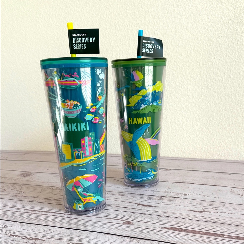 Starbucks Discovery Series Tumblers Set of 2 Hawaii and Waikiki NEW